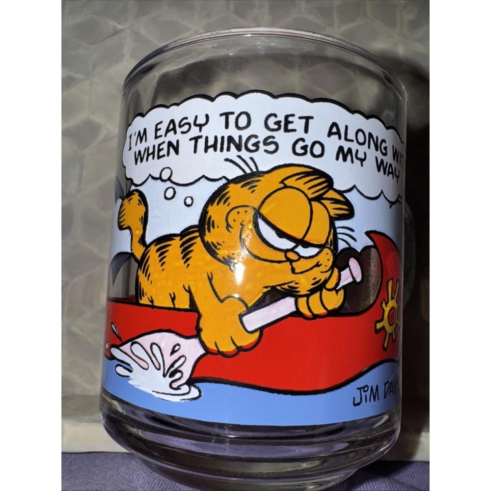 Vtg McDonald's Garfield Mug Odie Get Along With Cup Clear Glass Jim Davis 1978